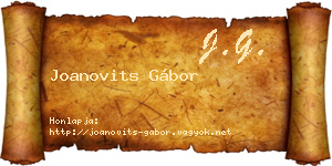 Joanovits Gábor névjegykártya
